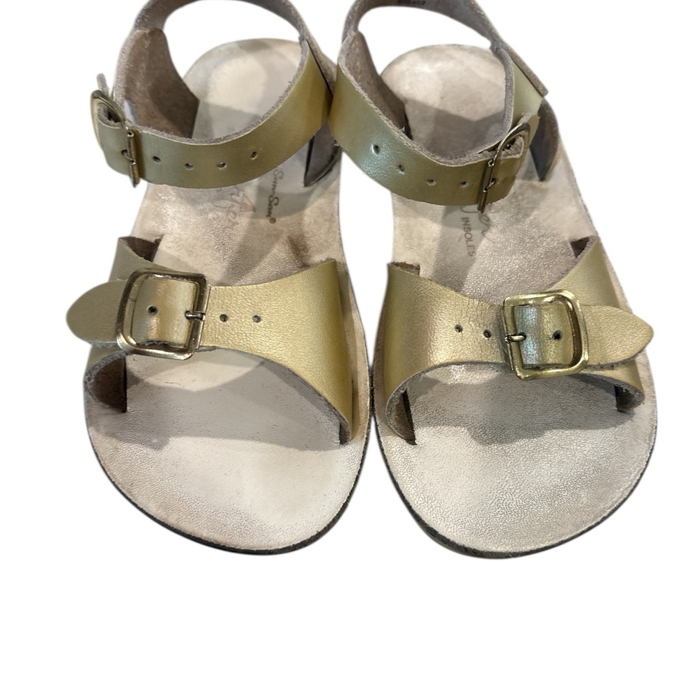 Sun- Dan Surfer Gold Buckle Leather Strap Sandals